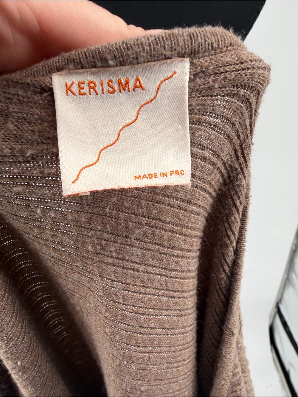 Women's Ribbed Boatneck Sweater in Taupe dolman sleeve - Picture 9 of 10